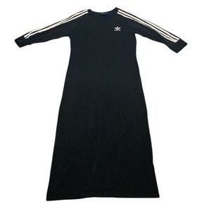 Adidas Women’s Black Crewneck Sweater dress with White Accents on 3/4 sleeve